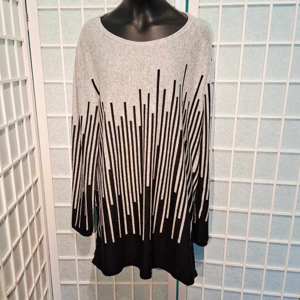 Red Coral Black/Gray Knit Top (6285)